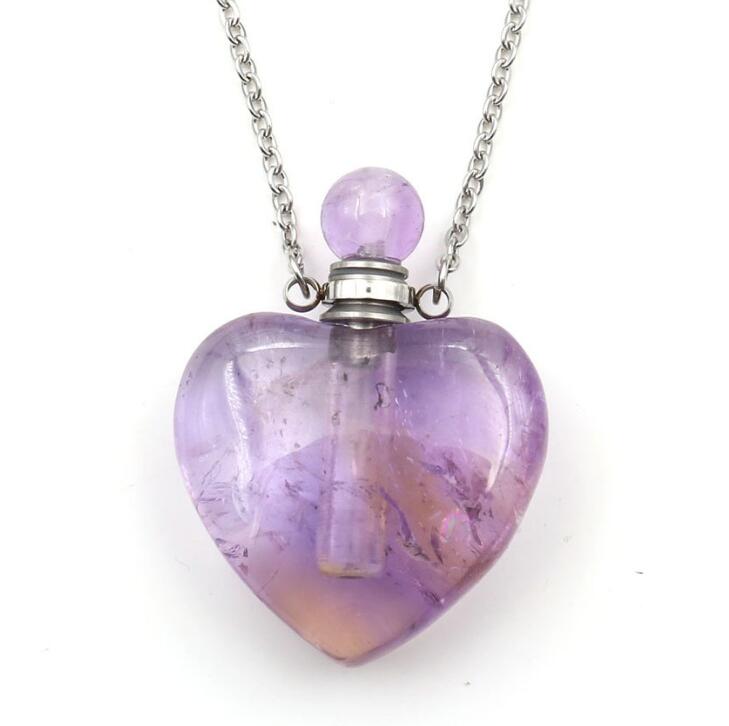 Aromatherapy Necklace – Heart-Shaped Crystal Essential Oil Pendant