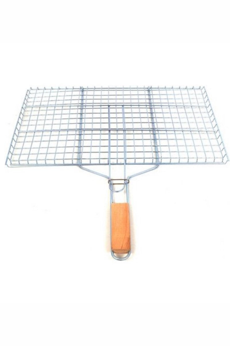 Ahşap Saplı Mangal Izgarası Galvanizli Paslanmaz Kafes Demir 25 x 40