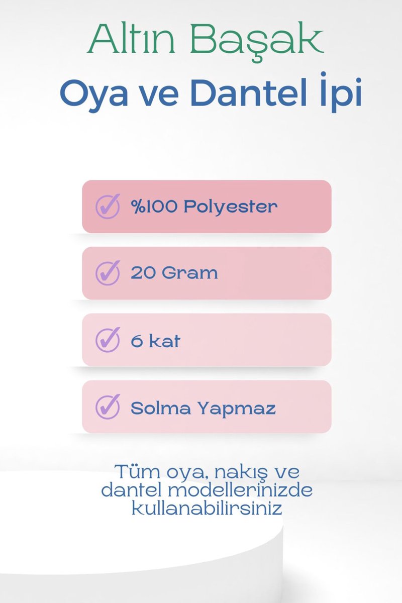 3 Adet Altınbaşak Oya ve Dantel İpi 20 gr - No: BEYAZ