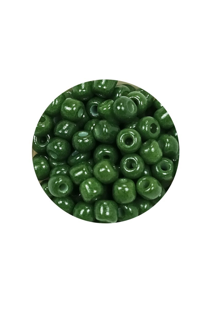 Dökme Cam Kum Boncuk Büyük Boy (6/0) 4 mm - 60 Gram - Koyu Yeşil - BNC112