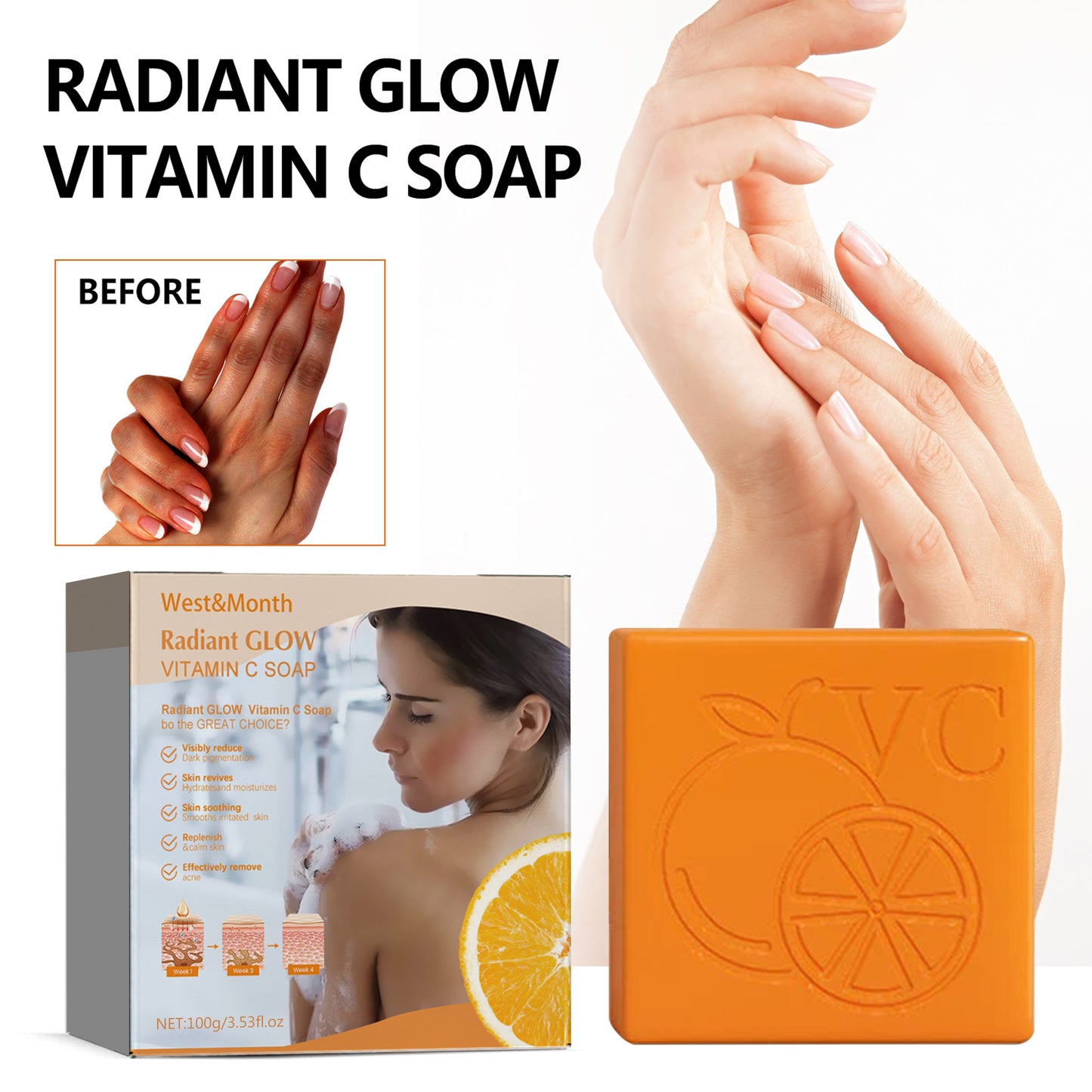 Radiant Glow Vitamin C Soap - Brightening & Moisturizing Cleanser
