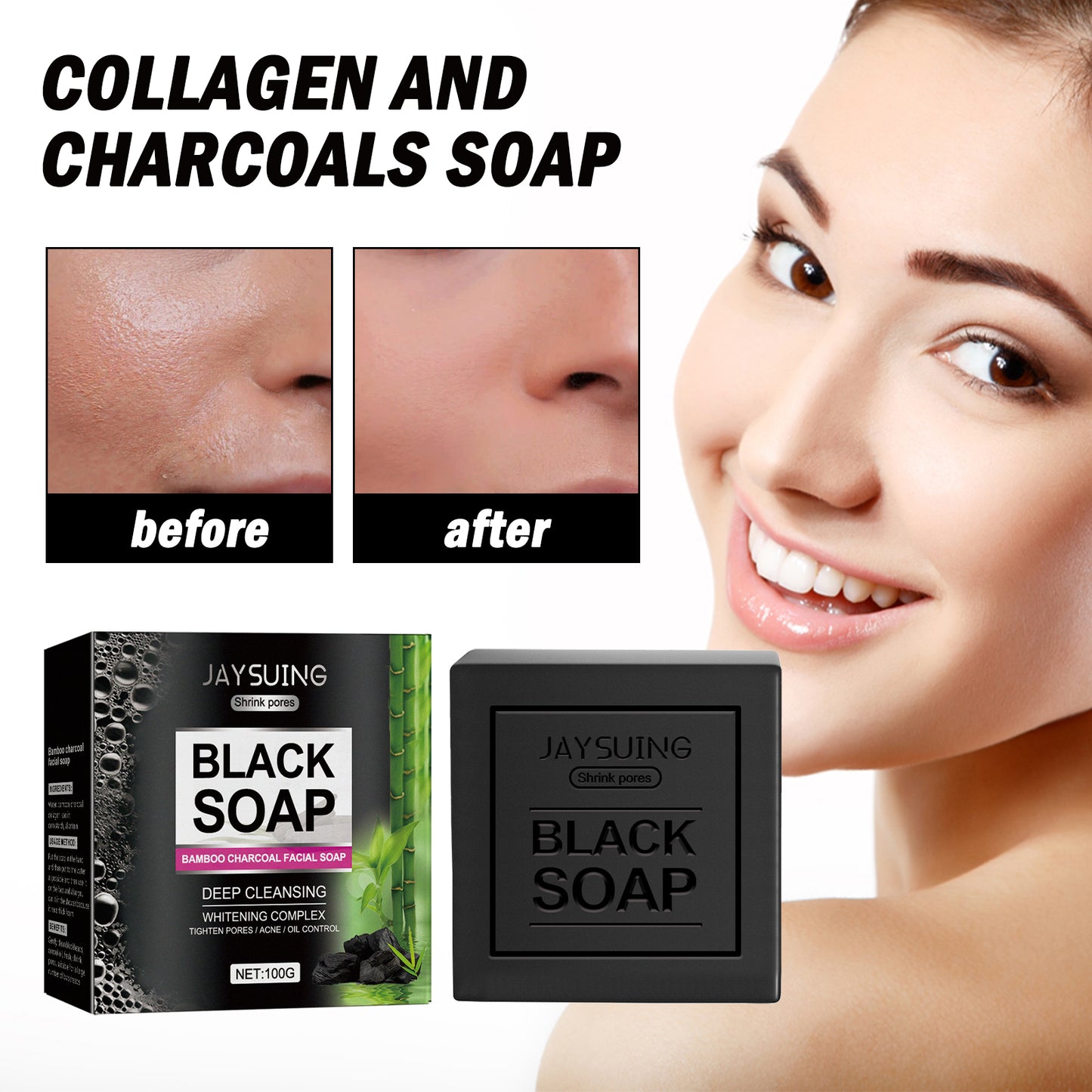 Bamboo Charcoal Cleansing Soap - Oil Control & Brightening Face Wash