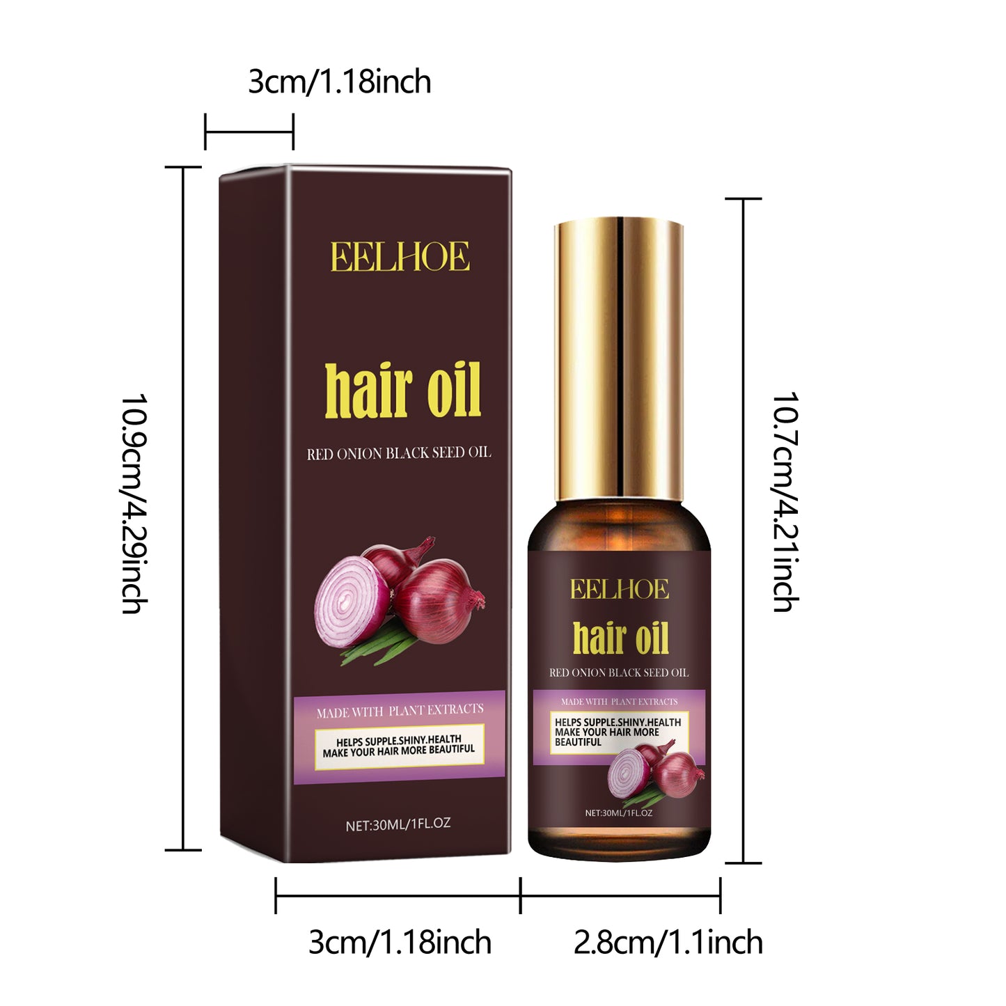Eelhoe Red Onion And Black Seed Oil Hair Care Essential Oil, Nourishing And Nourishing Hair, Smoothing And Repairing Dry Hair
