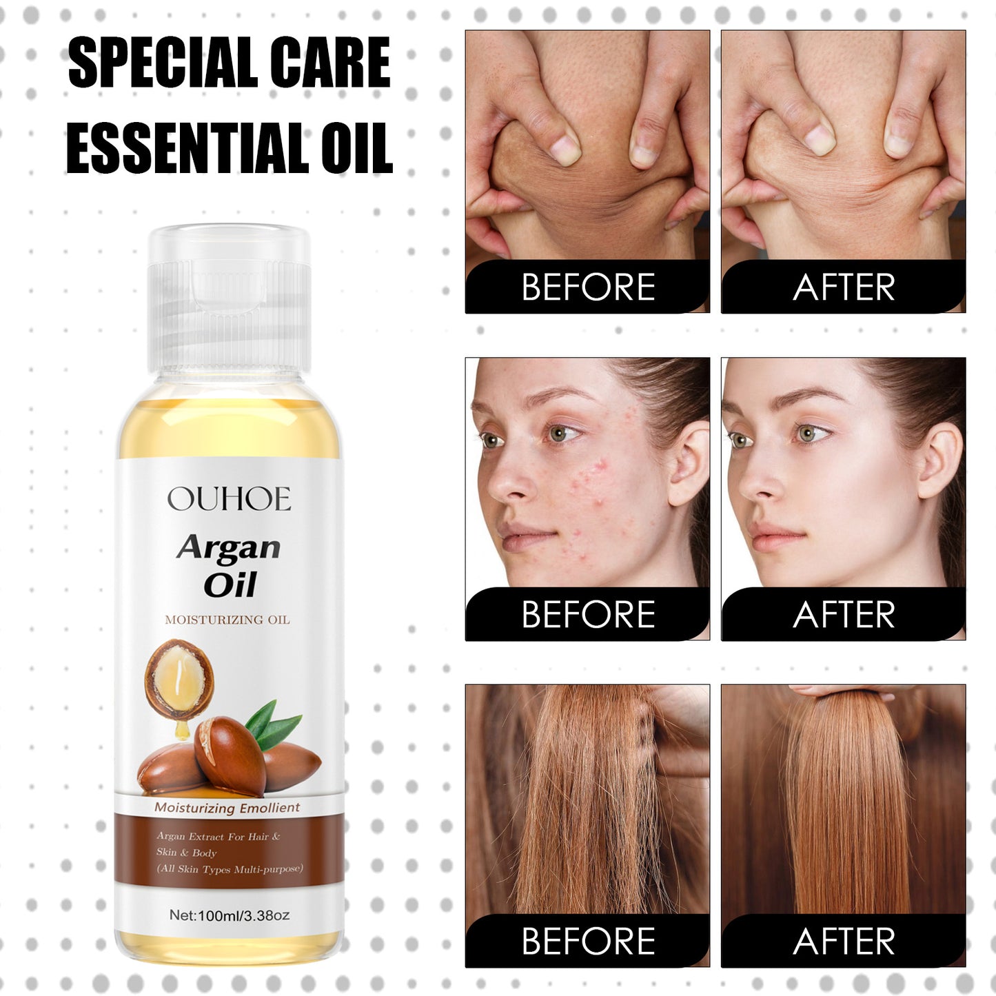 Argan Oil Moisturizes And Tightens Skin, Strengthens Hair, Strengthens Hair, Softens Hair Care Multi-Effect Essential Oil