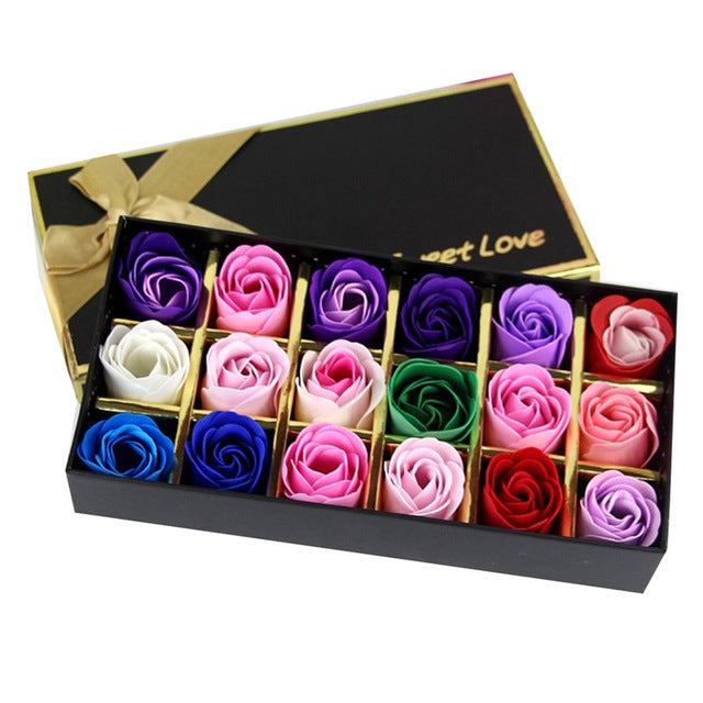 Rose Soap Flower Gift Box - 18 Pieces Wedding & Valentine's Day Gift