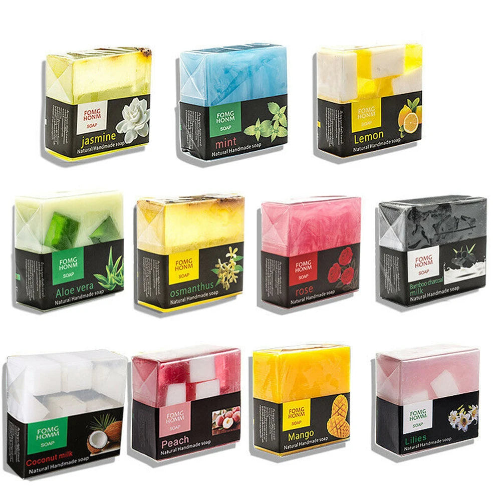 صابون تايلاندي طبيعي بالفواكه، مرطب، برائحة الورد وفحم الخيزران، منظف ومقشر لليدين، صابون استحمام TSLM1