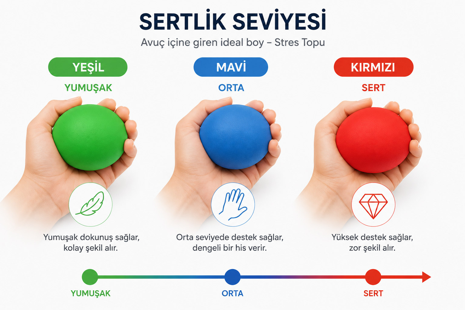 Silikon Stres Topu El Egzersizi Bilek ve Parmak Güçlendirme Topu Fizik Tedavi Yeşil Yumuşak